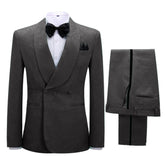 Black Jacquard Double Breasted Shawl Lapel Wedding Suit